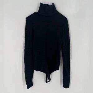 Wolford Rare Perforated Turtleneck Black Bodysuit